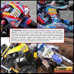 Adesivo numero gara BIANCO - GIALLO M. 8 numeri Moto Gp CIV SBK Go Kart Scooter Quad Auto