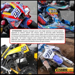 Adesivo numero gara BIANCO -  BLU M. 8 numeri Moto Gp CIV SBK Go Kart Scooter Quad Auto