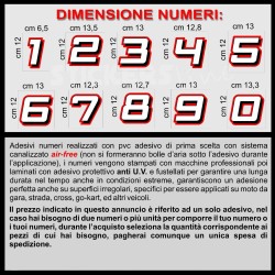 Adesivo numero gara BIANCO - ROSSO M. 8 numeri Moto Gp CIV SBK Go Kart Scooter Quad Auto