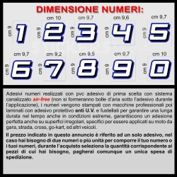 Adesivo numero gara BIANCO -  BLU M. 8 numeri Moto Gp CIV SBK Go Kart Scooter Quad Auto