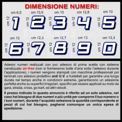 Adesivo numero gara BIANCO -  BLU M. 8 numeri Moto Gp CIV SBK Go Kart Scooter Quad Auto