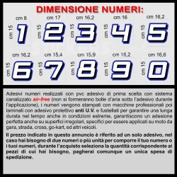 Adesivo numero gara BIANCO -  BLU M. 8 numeri Moto Gp CIV SBK Go Kart Scooter Quad Auto