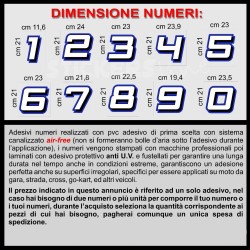 Adesivo numero gara BIANCO -  BLU M. 8 numeri Moto Gp CIV SBK Go Kart Scooter Quad Auto