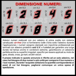 Adesivo numero gara  NERO - ROSSO M. 11 numeri Moto Gp CIV SBK Go Kart Scooter Quad Auto