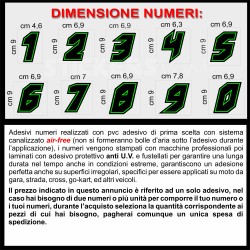 Adesivo numero gara  M. 11 numeri Moto Gp CIV SBK Go Kart Scooter Quad Auto