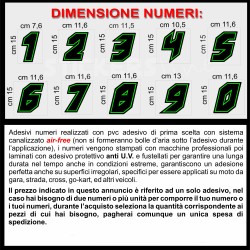 Adesivo numero gara  M. 11 numeri Moto Gp CIV SBK Go Kart Scooter Quad Auto