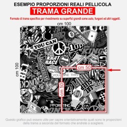 Pellicola stickers bomb Bianco Nero Monocromatico Wrapping auto moto Mactac ® M5
