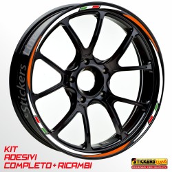 Adesivi cerchi ruote XMAX 400 cc set profili BIANCO - ARANCIO Rac. 3