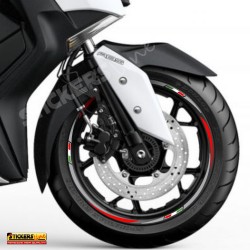 Adesivi cerchi ruote XMAX 400 cc set profili ARGENTO - ROSSO Rac. 3