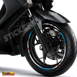 Adesivi cerchi ruote XMAX 400 cc set profili BIANCO - AZZURRO Racing 3