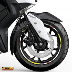 Adesivi cerchi ruote XMAX 400 cc set profili BIANCO - GIALLO Racing 3