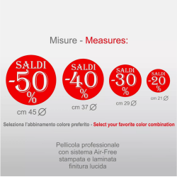 Vetrofanie Saldi adesivi per vetrine negozi promozioni sconti Rif-Mod.7