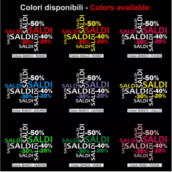 Vetrofanie Saldi adesivi per vetrine negozi promozioni sconti Rif-Mod.9