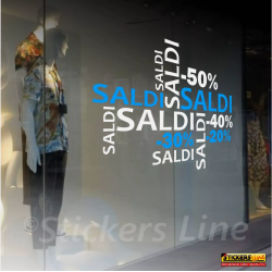 Vetrofanie Saldi adesivi per vetrine negozi promozioni sconti Rif-Mod.9