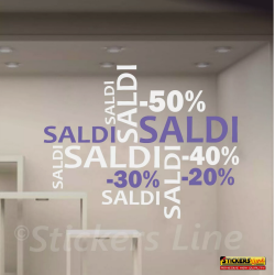 Vetrofanie Saldi adesivi per vetrine negozi promozioni sconti Rif-Mod.9