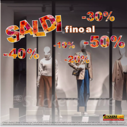 Vetrofanie Saldi adesivi per vetrine negozi promozioni sconti Rif-Mod.11