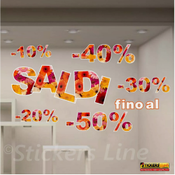 Vetrofanie Saldi adesivi per vetrine negozi promozioni sconti Rif-Mod.11