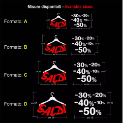 Vetrofanie Saldi adesivi per vetrine negozi promozioni sconti Rif-Mod.13