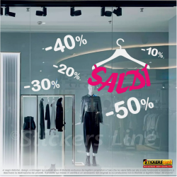 Vetrofanie Saldi adesivi per vetrine negozi promozioni sconti Rif-Mod.13