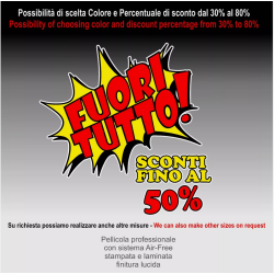 Adesivo FUORI TUTTO cm 50 x 60 Vetrofanie Saldi per vetrine negozi sconti Mod. 3