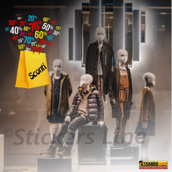 Adesivo SCONTI vetrina negozio vetrine negozi adesivi saldi scritte sconti MOD4