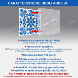 Adesivi piastrelle per cucina, bagno mattonelle portoghesi coverage blu - ocra