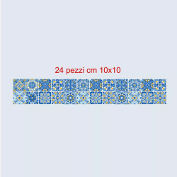 Adesivi piastrelle per cucina, bagno mattonelle portoghesi coverage blu - ocra