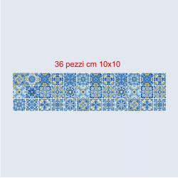 Adesivi piastrelle per cucina, bagno mattonelle portoghesi coverage blu - ocra