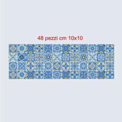 Adesivi piastrelle per cucina, bagno mattonelle portoghesi coverage blu - ocra