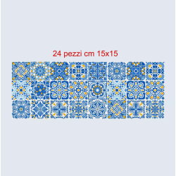 Adesivi piastrelle per cucina, bagno mattonelle portoghesi coverage blu - ocra