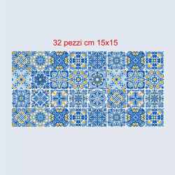Adesivi piastrelle per cucina, bagno mattonelle portoghesi coverage blu - ocra