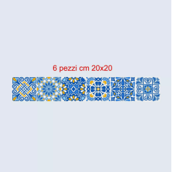 Adesivi piastrelle per cucina, bagno mattonelle portoghesi coverage blu - ocra