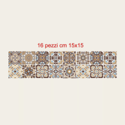 Adesivi piastrelle per cucina, bagno mattonelle portoghesi cacao - indaco