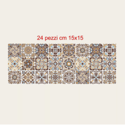 Adesivi piastrelle per cucina, bagno mattonelle portoghesi cacao - indaco