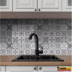Adesivi piastrelle per cucina, bagno mattonelle portoghesi Grafite Grigio Perla