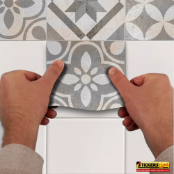 Adesivi piastrelle per cucina, bagno mattonelle style patchwork classic grigio