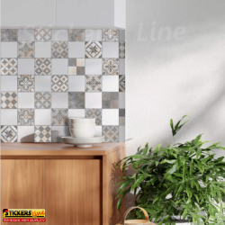 Adesivi piastrelle per cucina, bagno mattonelle style patchwork classic grigio