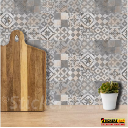 Adesivi piastrelle per cucina, bagno mattonelle style patchwork classic grigio