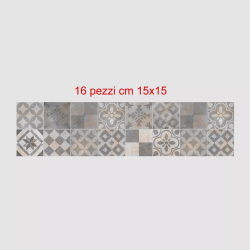 Adesivi piastrelle per cucina, bagno mattonelle style patchwork classic grigio