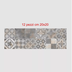 Adesivi piastrelle per cucina, bagno mattonelle style patchwork classic grigio
