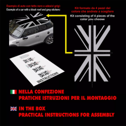 Adesivo per Mini Cooper Bandiera Inglese Union Jack per tetto Monocromatico M2