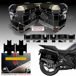 Kit di adesivi compatibili Frenk Castle MK4 2024 per valigie BMW R1300 GS Style TRIPLE BLACK M.2
