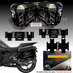 Kit di adesivi compatibili Frenk Castle MK4 2024 per valigie BMW R1300 GS Style TRIPLE BLACK M.1