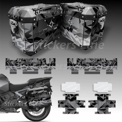 Kit di adesivi GRAY STORM per valigie Frenk Castle MK4 2024 per BMW R1300 GS Style TRIPLE BLACK M.3