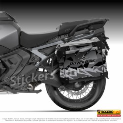 Kit di adesivi GRAY STORM per valigie Frenk Castle MK4 2024 per BMW R1300 GS Style TRIPLE BLACK M.3