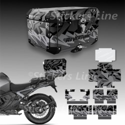 Kit di adesivi GRAY STORM Top Case 58 LT Frenk Castle MK4 2024 per BMW R1300 GS Style TRIPLE BLACK M.3