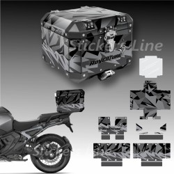 Kit di adesivi GRAY STORM Top Case 38/48 LT Frenk Castle MK4 2024 per BMW R1300 GS Style TRIPLE BLACK M.3