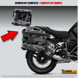 Kit adesivi valigie + top case compatibili BMW R1200 - R1250 GS mod. Gray Storm