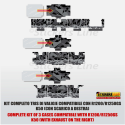 Kit adesivi valigie + top case compatibili BMW R1200 - R1250 GS mod. Gray Storm