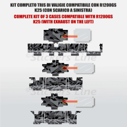 Kit adesivi valigie + top case compatibili BMW R1200 - R1250 GS mod. Gray Storm